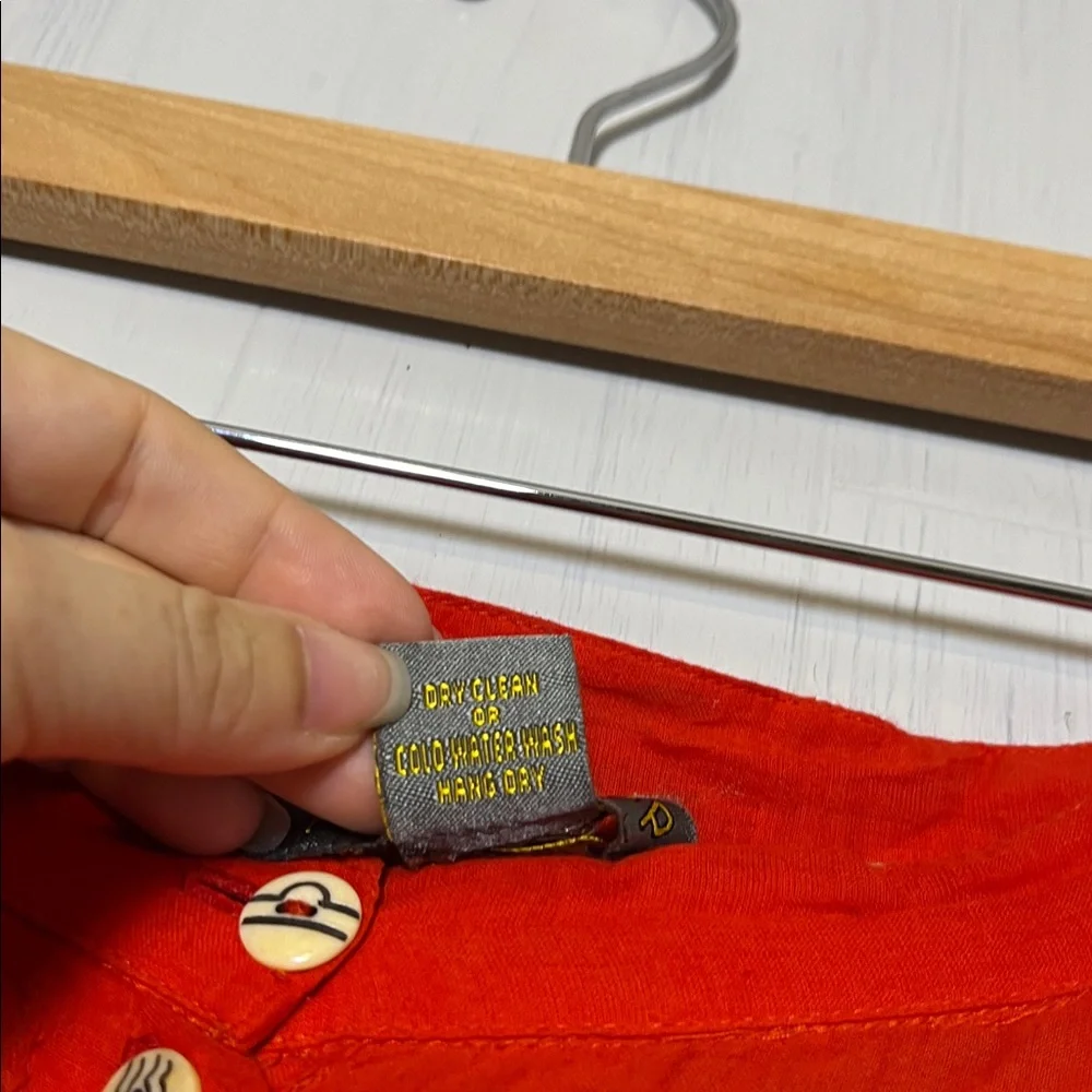 Paul Ropp Bohemian Red and Orange Button-Down Skirt‎ Size XS